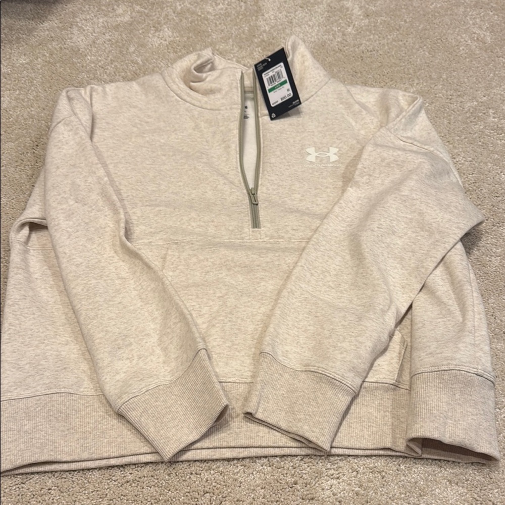 NWT Under Armour Cream Half-Zip Pullover